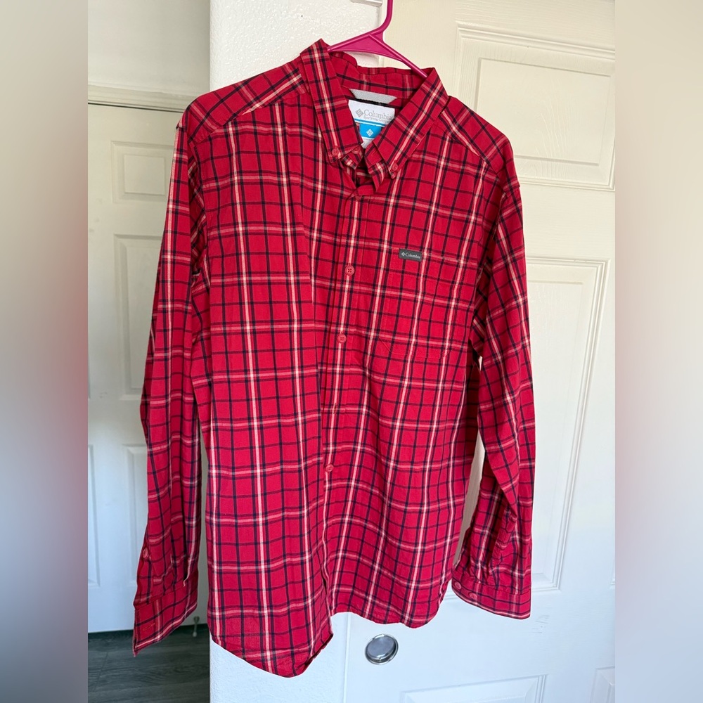 Columbia Men's Vibrant Red Checkered Shirt